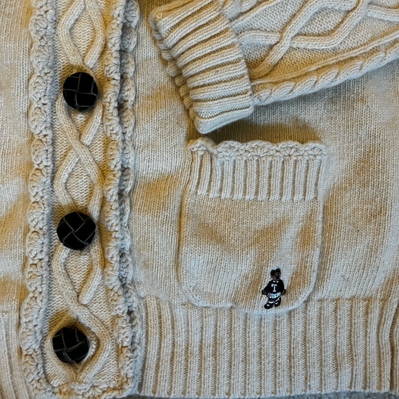 Button Down Cableknit Wool Cardigan with Farm Scene - Picture 6 of 6